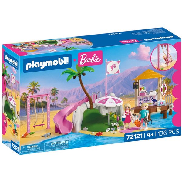 Playmobil® PLAYMOBIL x Barbie™ Strand Café (72121), Barbie™ Konstruktions-Spielset, (136 St), Made in Europe