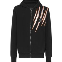 PLEIN SPORT Kapuzen-Sweatjacke SCRATCH, Größe L in Schwarz
