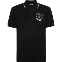 PLEIN SPORT Kurzarm-Poloshirt, Größe S in Schwarz