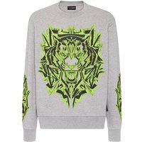 PLEIN SPORT Langarm-Sweatshirt TIGER, Größe M in Grau