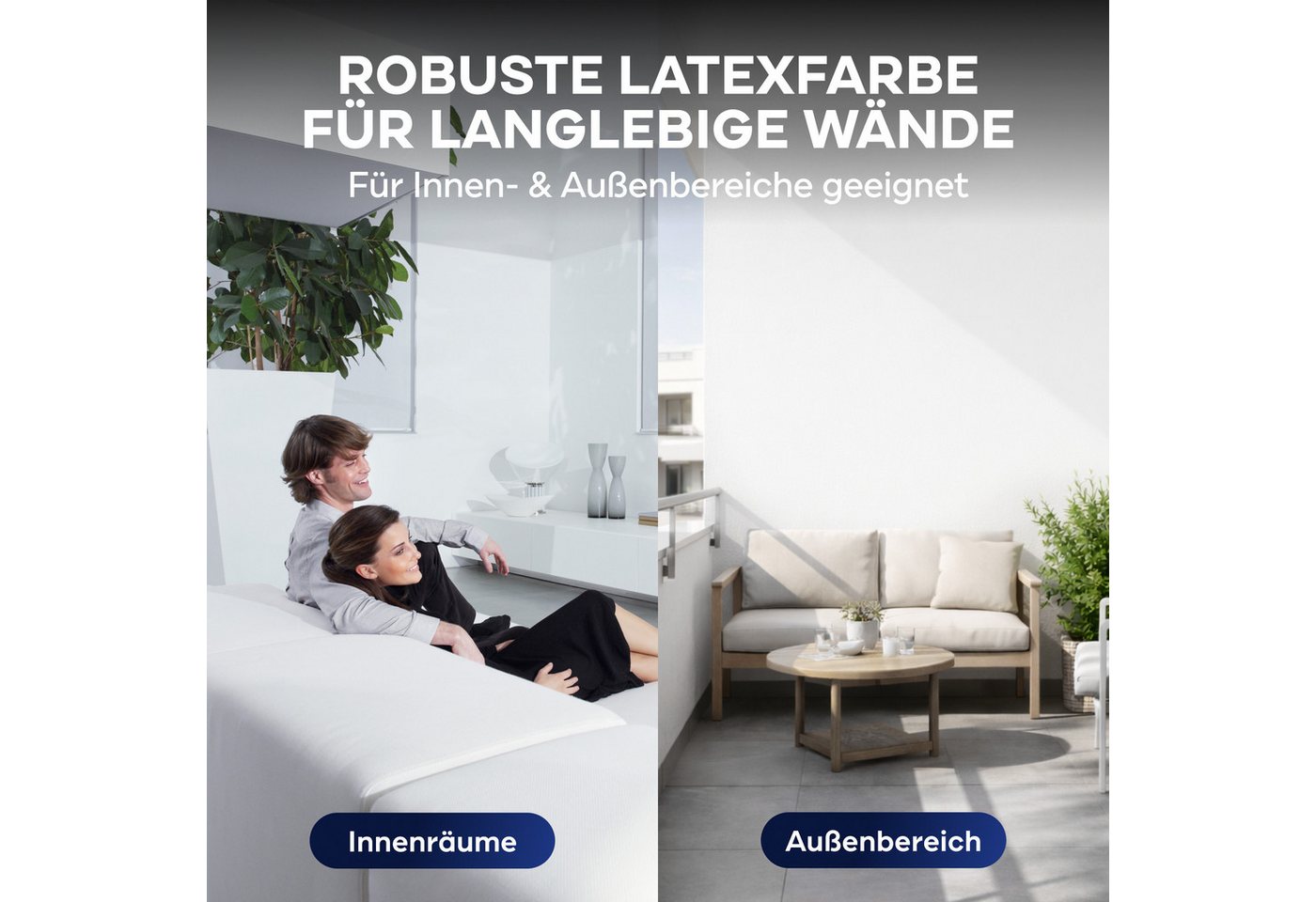 plid Latexfarbe Latexfarbe abwaschbare Wandfarbe Küchenfarbe Innenfarbe Badfarbe, Schnelltrocknend, spritzarm, verarbeitungsfertig – Bild 2 von 5