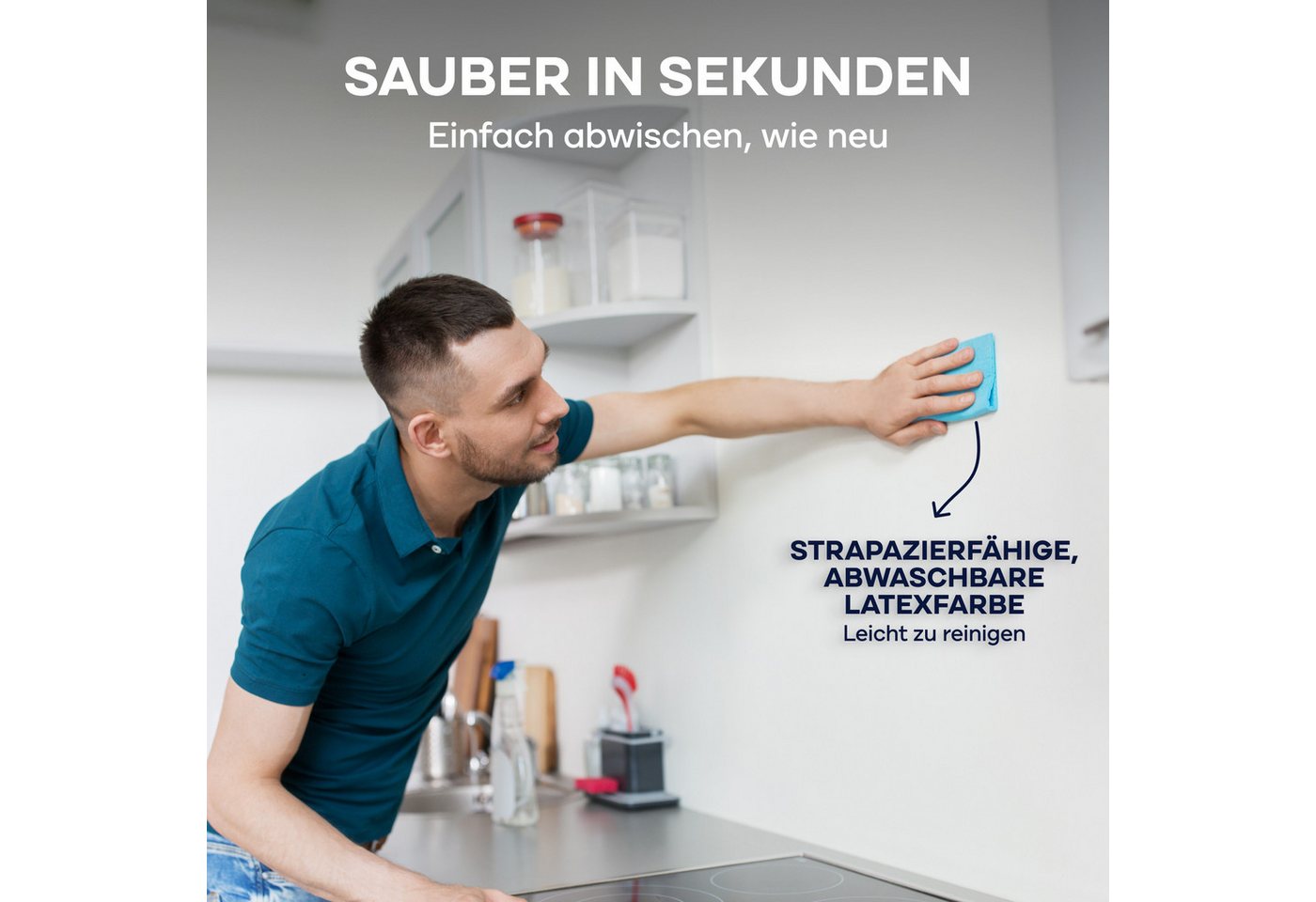 plid Latexfarbe Latexfarbe abwaschbare Wandfarbe Küchenfarbe Innenfarbe Badfarbe, Schnelltrocknend, spritzarm, verarbeitungsfertig – Bild 3 von 5