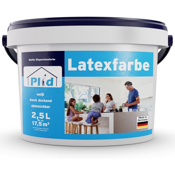 plid Latexfarbe Latexfarbe abwaschbare Wandfarbe Küchenfarbe Innenfarbe Badfarbe, Schnelltrocknend, spritzarm, verarbeitungsfertig