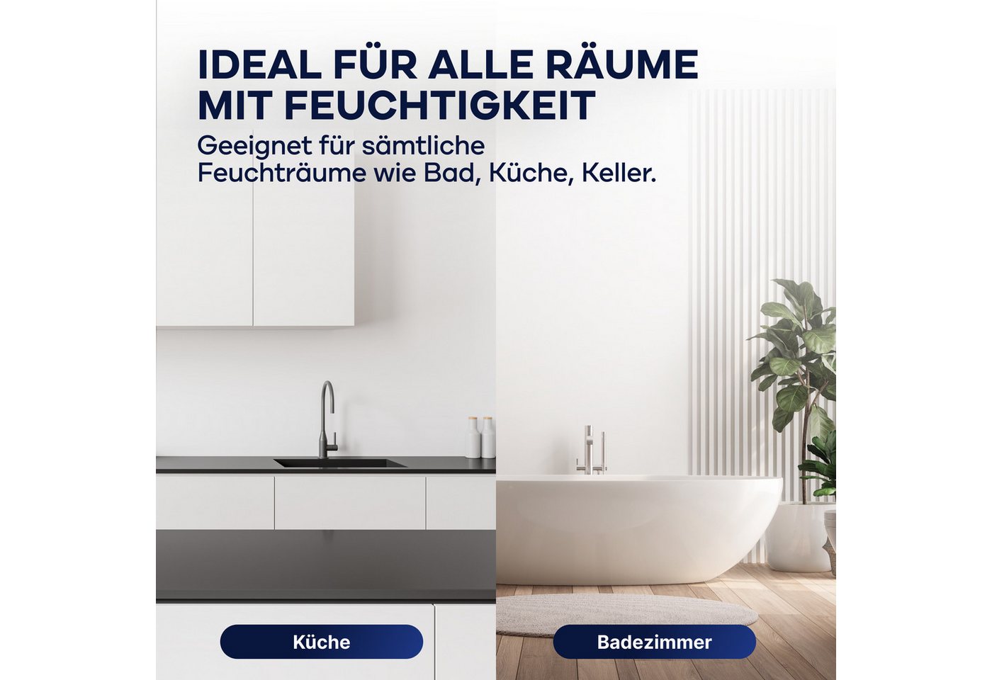 plid Wand- und Deckenfarbe Anti-Schimmelfarbe Schimmelschutzfarbe Feuchtraumfarbe Schimmelfarbe, Schnelltrocknend, spritzarm, verarbeitungsfertig – Bild 3 von 5