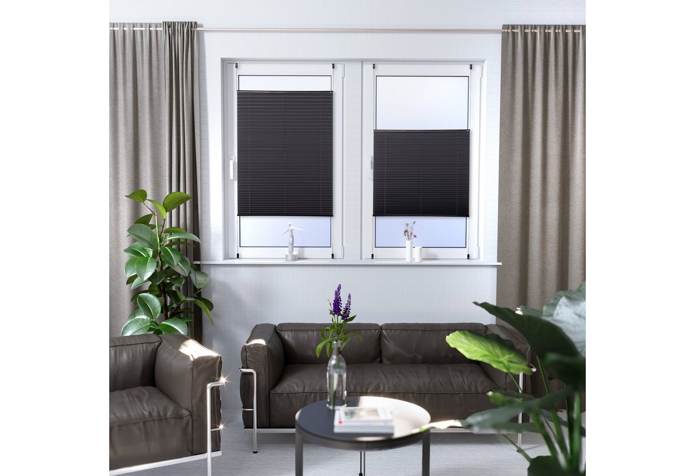 K-HOME Plissee Thermo Elsa von K-home, Verdunklung mit beschichteter Rückseite Silber, verspannt, Klemmfix – Bild 2 von 5