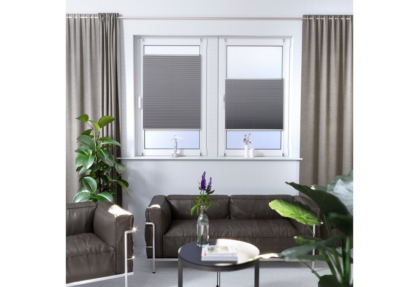 K-HOME Plissee Thermo Elsa von K-home, Verdunklung mit beschichteter Rückseite Silber, verspannt, Klemmfix – Bild 2 von 5
