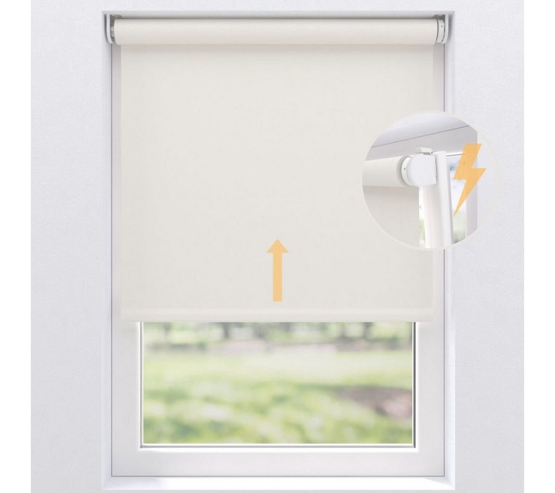 Elektrisches Rollo Verdunklungsrollo mit Zugmotor aufladbarer Motor, Plisseeonline, verdunkelnd, Fensterrahmen Montage ohne Bohren und Wand-, oder Deckenmontage – Bild 4 von 4