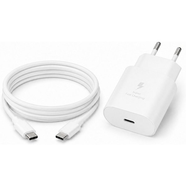 PlugUp 25W USB-C Schnellladegerät mit USB-C Ladekabel für Samsung Galaxy Smartphone-Ladegerät (3000 mA, Set, Inkl. USB-C Ladekabel, Ladeadapter für Samsung Gala