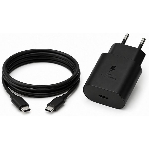 PlugUp 25W USB-C Schnellladegerät mit USB-C Ladekabel für Samsung Galaxy Smartphone-Ladegerät (3000 mA, Set, Inkl. USB-C Ladekabel, Ladeadapter für Samsung Gala