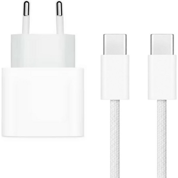 PlugUp Ladegerät mit iPhone USB-C Ladekabel iPhone 15 16 17 Pro Max Air Plus USB-Ladegerät (2220 mA, Set, 1-tlg., 2-teiliges Set, 20W USB-C Schnellladegerät für