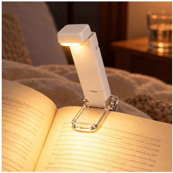 PlugUp LED Leselampe Leselampe zum Klemmen, 3 Helligkeitsstufen, USB-aufladbar, Drehbare Klemmleuchte, LED fest integriert, Warmweiß, LED-Leselampe zum Klemmen