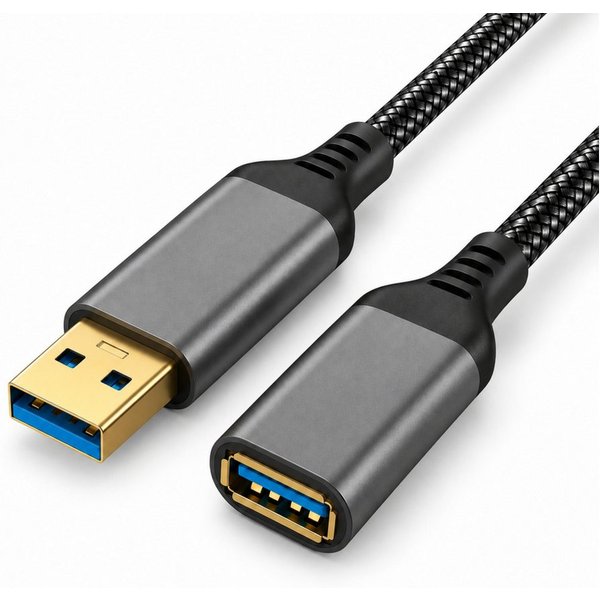 PlugUp USB 3.0 Verlängerungskabel 5 Gbit/s – USB-A Stecker zu USB-A Buchse USB-Kabel, USB Typ A, USB Typ A (100 cm), Bis zu 10 Gbit/s Datenübertragung – Plug & 