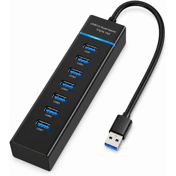 PlugUp USB-Verteiler 7-Port USB 3.0 Verteiler Hub 5 Gbit/s für PC, Laptop & Notebook, 7x USB 3.0 Anschlüsse – Bis zu 5 Gbit/s Datenübertragung – Plug & Play