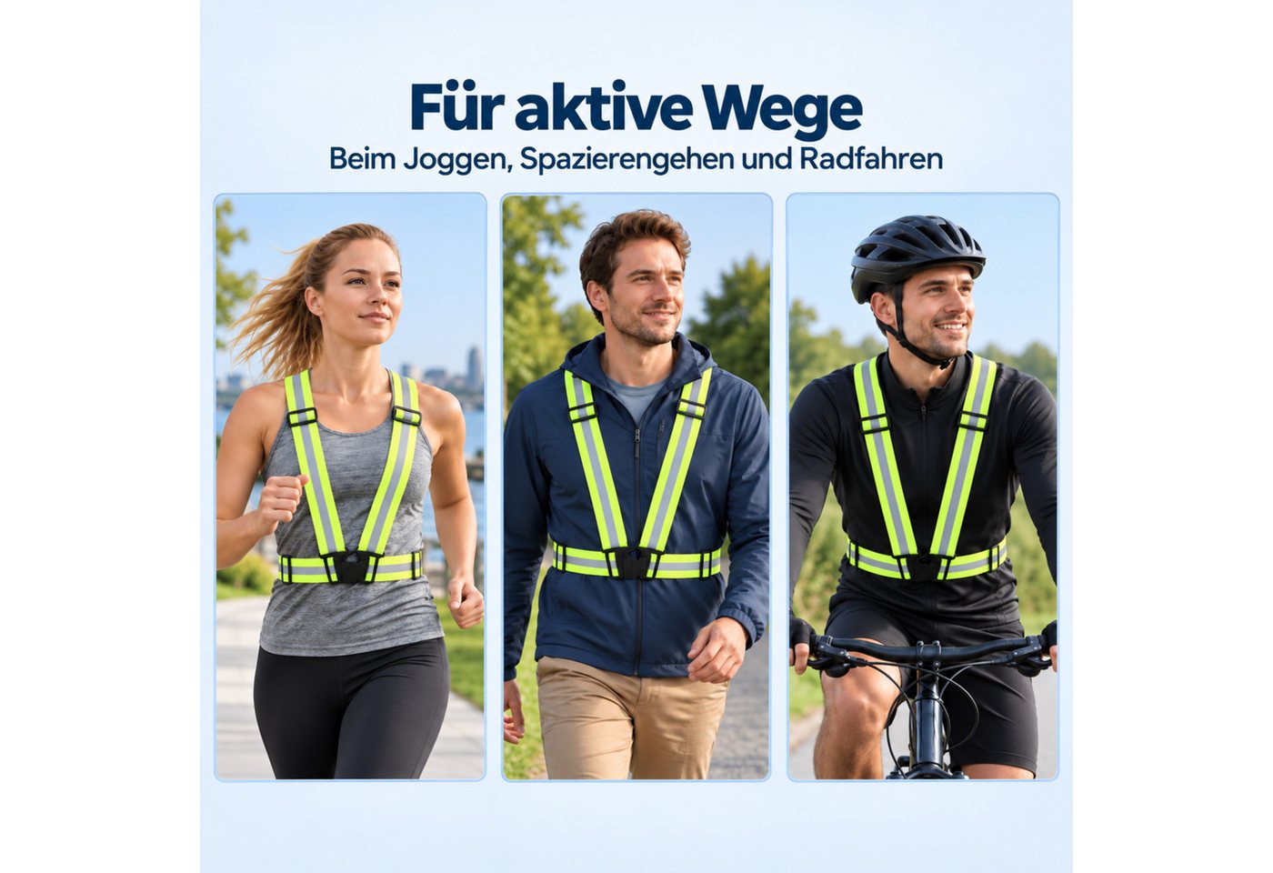 PlugUp Warnweste reflektierende Sicherheitsweste verstellbar für Joggen & Fahrradfahren Warnweste zum Fahrradfahren, Joggen & weitere Outdoor-Aktivitäten – Bild 4 von 5