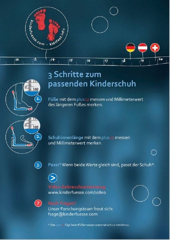 Plus 12 Messschieber - Optimal für Kinderfüße, Schuhmessgerät, Blaues Fußmessgerät, Markenunabhängig einsetzbar – Bild 3 von 5