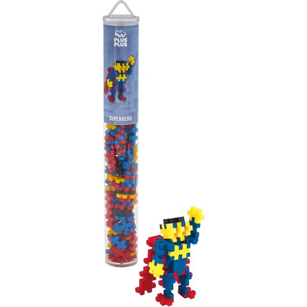 PLUS-PLUS Geniales Konstruktionsspielzeug, Superhero, Kreativ-Bausteine Tube Spielbausteine, (100 St)