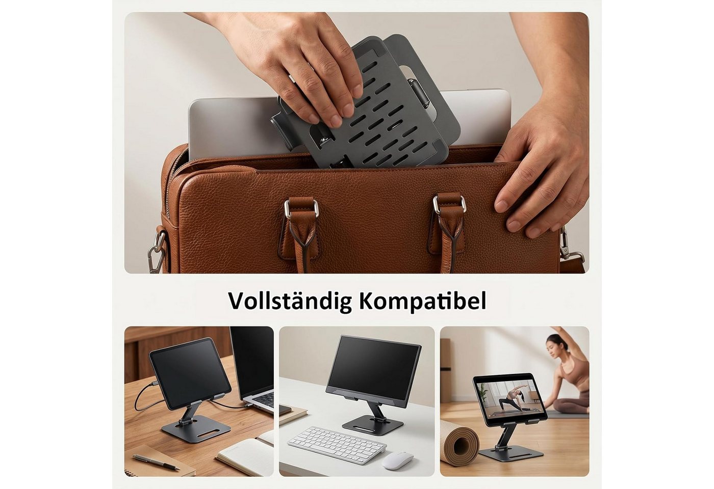 POCOJAO Tablet-Ständer Tablet Ständer Tisch höhenverstellbar faltbar für iPad 4–14 Zoll, (bis 14 Zoll, Tablet-Ständer, Faltbarer Tablet-Ständer für 4–14 Zoll hö – Bild 2 von 5