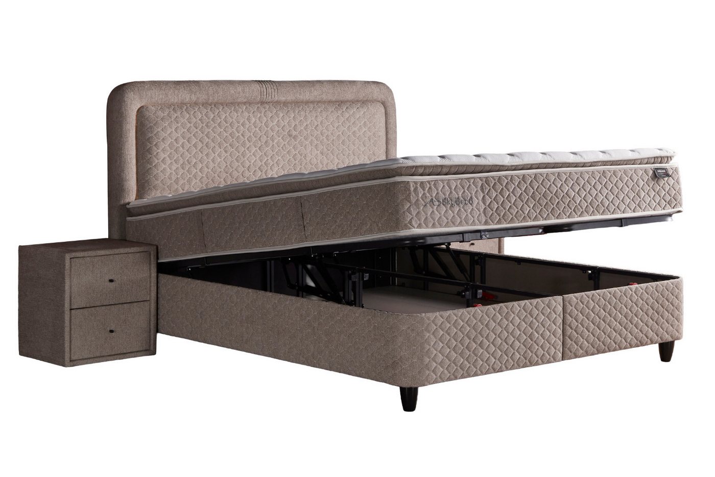 Pointhome Boxspringbett mit Matratze & Stauraum, Bett mit Bettkasten, mit/ohne Nachtisch (Taschenfederkern Matratze, 140x200 cm), Topper, Boxbett – Bild 3 von 5