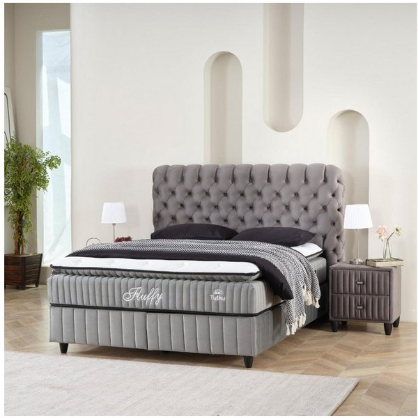 Pointhome Boxspringbett mit Matratze & Stauraum, Bett mit Bettkasten, ohne oder mit Nachttisch (140x200 cm, 1x H3 Matratze, 2x Bettkasten, 1x Bettkopfteil, Opti