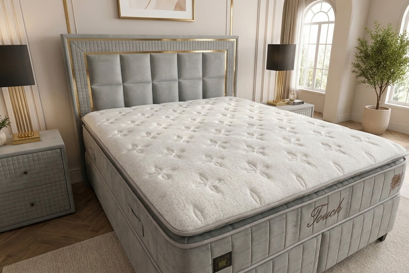 Pointhome Boxspringbett mit Matratze & Stauraum, Bett mit Bettkasten, Touch, H2/H3 (1x H3 Matratze, 2x Bettkasten, 1x Bettkopfteil, 2 optionale Nachttisch), 7 Z – Bild 3 von 5