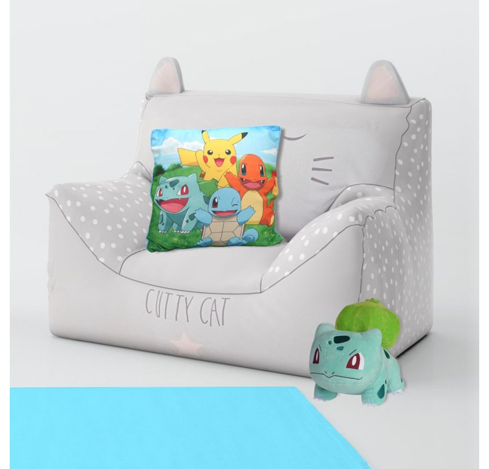POKÉMON Dekokissen Pikachu, Bisasam, Glumanda & Schiggy Pokemon 40x40 cm Deko-Kissen – Bild 2 von 2