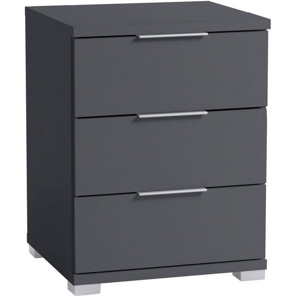 Pol-Power Nachttisch NAKO, Graphit matt Dekor, 3 Schubladen, B 46 x H 61 x T 42 cm