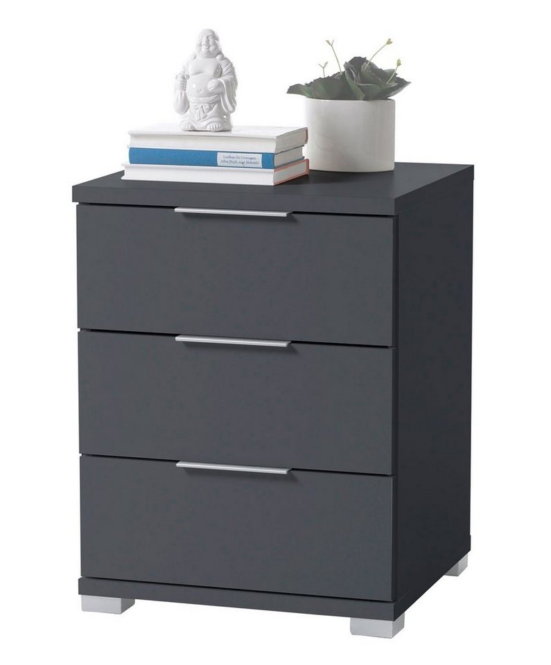Pol-Power Nachttisch NAKO, Graphit matt Dekor, 3 Schubladen, B 46 x H 61 x T 42 cm – Bild 2 von 2