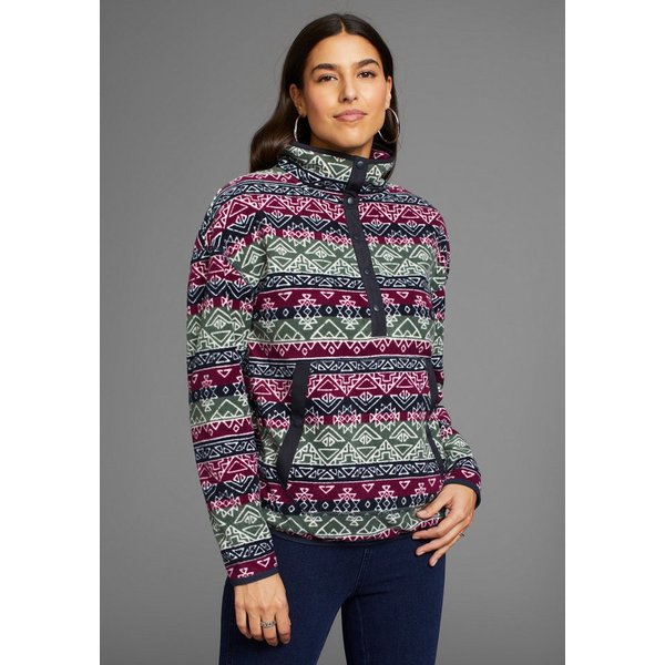 Polarino Fleecepullover mit Colourblocking-Optik, mit Kängurutasche, aus Fleecestoff