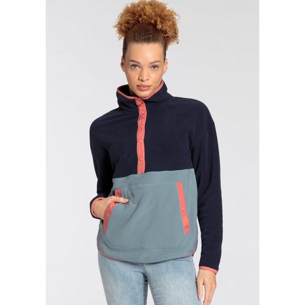 Polarino Fleecepullover mit Colourblocking-Optik, mit Kängurutasche, aus Fleecestoff