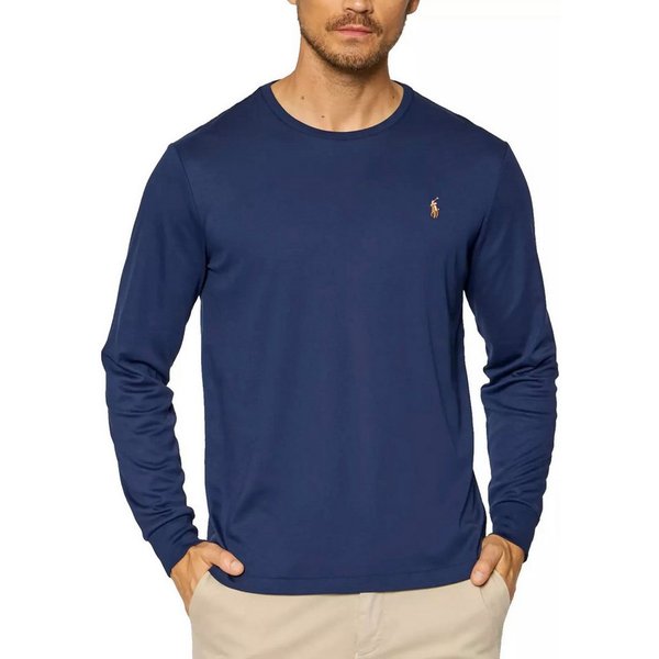 Polo Ralph Lauren Longsleeve Interlock Pony Langarm gerippter Rundhalsausschnitt und Ärmelabschlüsse