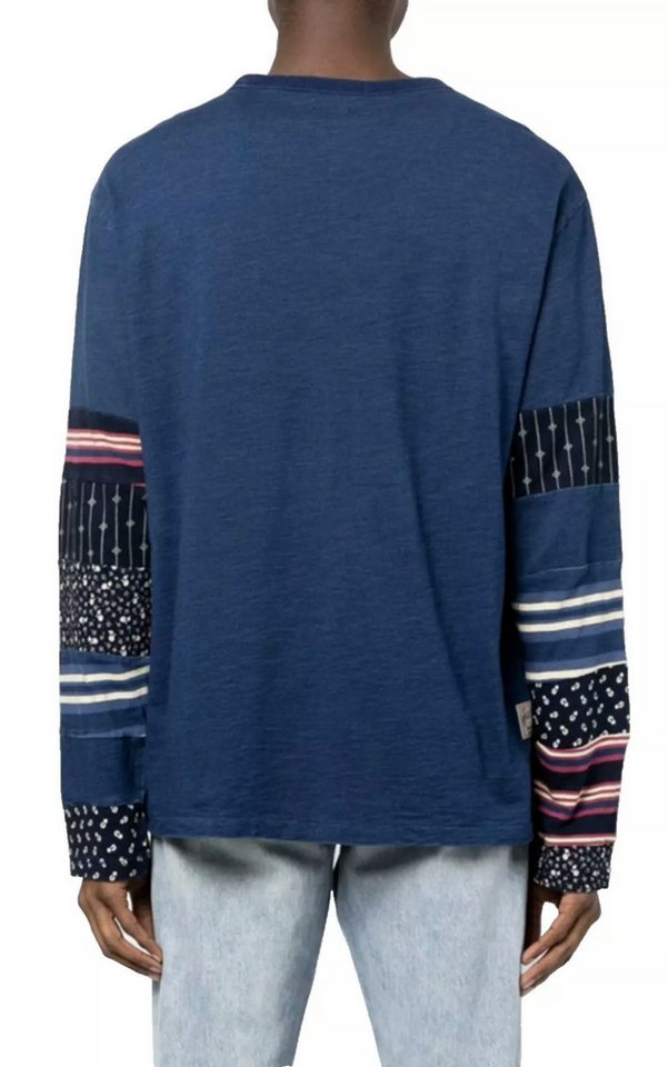 Polo Ralph Lauren Longsleeve Patchwork Dyed Indigo Langarmshirt Sweatshirt Brusttasche aus japanischem Chambray mit Metallnieten – Bild 3 von 5