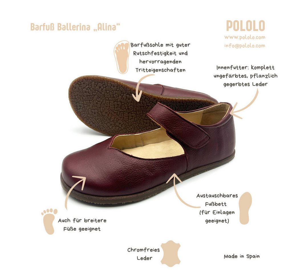 POLOLO Alma & Alina, bequemer Damen Barfußschuh aus pflanzlich gegerbtem Leder – Bild 5 von 5