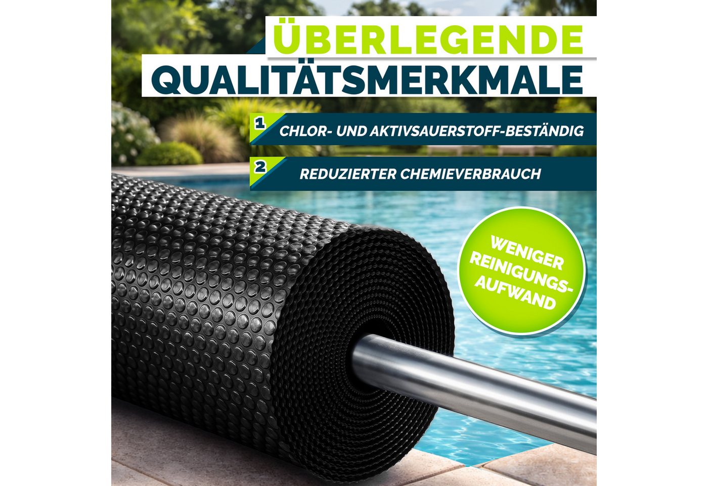 tillvex Pool-Abdeckplane tillvex Pool Solarfolie Solarplane Solarheizung Solarabdeckplane Poolh (Pool Solarabdeckplane Rund & Rechteckig, Prozent), Hochwertige  – Bild 3 von 5