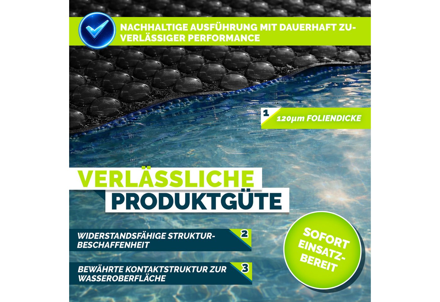 tillvex Pool-Abdeckplane tillvex Pool Solarfolie Solarplane Solarheizung Solarabdeckplane Poolh (Pool Solarabdeckplane Rund & Rechteckig, Prozent), Hochwertige  – Bild 4 von 5