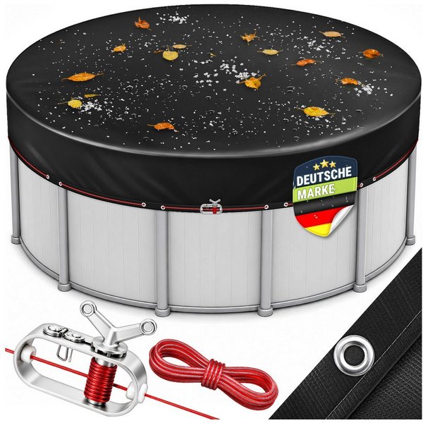 tillvex Pool-Abdeckplane tillvex® Premium Poolabdeckung rund mit Montageset, Solar Pool Abdeck (Abdeckung UV-beständig Schwimmbecken Schwimmbad, Solar Pool Abde