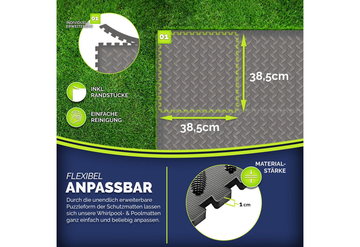 tillvex Pool-Bodenschutzfliese tillvex® Pool Bodenschutzmatte, Unterlegmatte für Pool & Planschbecke, Pool Bodenschutzmatte, Unterlegmatte für Pool & Planschbec – Bild 3 von 5