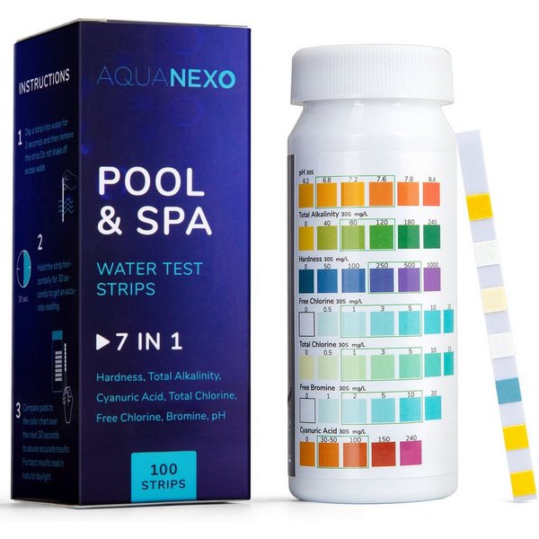 AquaNexo Pool-Wassertest Aquanexo Teststreifen 7-in-1, pH und Chlor Wassertester 100 st.