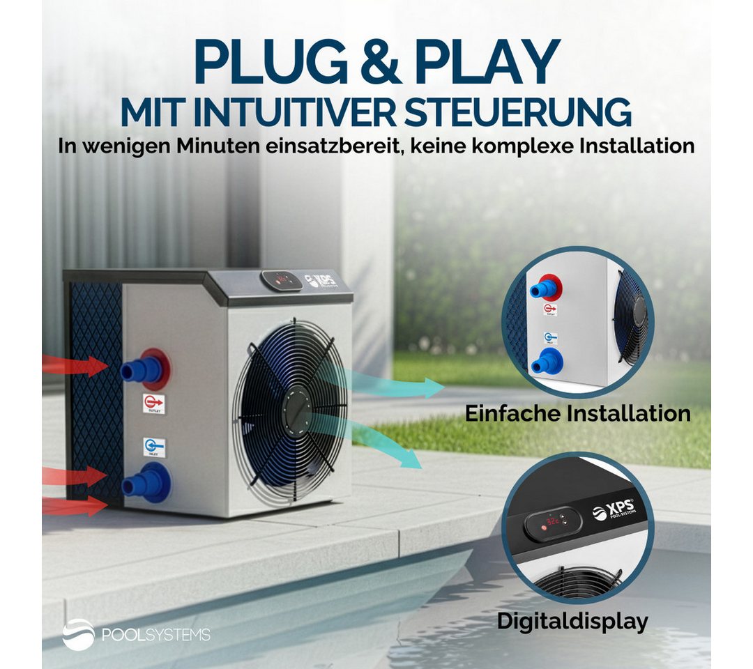 POOLSYSTEMS Pool-Wärmepumpe XPS-35 3,5 kW, 3.500 Watt bei nur 590 Watt Stromaufnahme – Bild 4 von 5