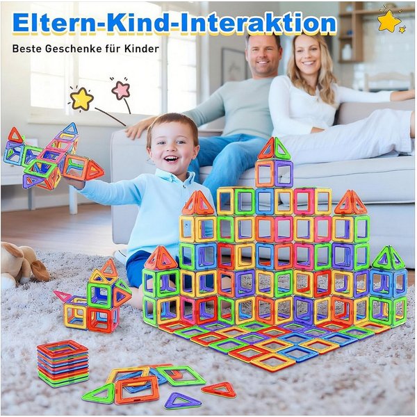 POPOLIC 40-teiliges Magnetische Bausteine, Magnetspielzeug Magneten Kinder Magnetspielbausteine, (Magnetbausteine Magnet Montessori Spielzeug für Geschenk ab 3 