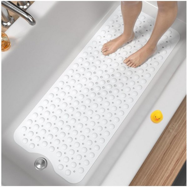 POPOLIC Badematte Badewannenmatte rutschfest, Duschmatte rutschfest BPA Frei, rutschhemmend beschichtet, 100 x 40cm Extra Lange Antirutschmatte Badewanne, Schim