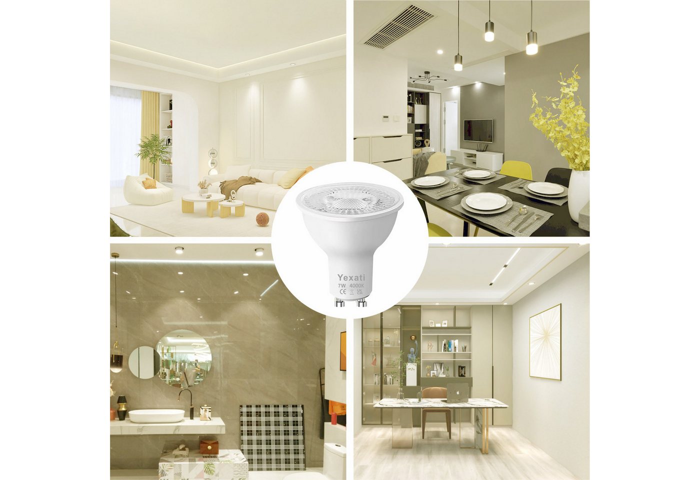 POPOLIC LED-Leuchtmittel Gu10,7 W, Halogenäquivalent 80 W, flimmerfreier Spot, 10 St., 550 Lumen, Kaltweiß 4000 K, nicht dimmbar, AC 220–245 V, Abstrahlwinkel 1 – Bild 5 von 5