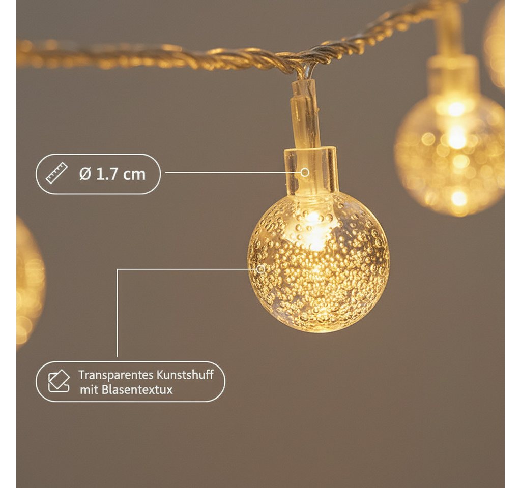 POPOLIC LED-Lichterkette Solar-LED-Lichterkette, 12 m, 100 LEDs, mit Fernbedienung – Bild 5 von 5