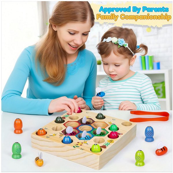 POPOLIC Lernspielzeug Magnetische Angelspiel, Holzspielzeug für Kinder ab 2 Jahre (1-St., Montessori Spielzeug 2 in 1, Patentschutz), Motorikspielzeug, Geschenk
