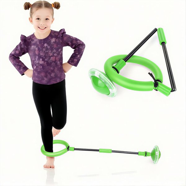 POPOLIC Lernspielzeug Swing Wheel mit Lichtrad, Springring Fußkreisel Kinder (Blinkender Springring, Faltbarer Blinkender Sprungball, Geschenke für Mädchen 3+ J