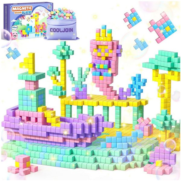 POPOLIC Magnetische Bausteine - 108 Teile Macaron Magnetbausteine Reiseset Magnetspielbausteine, (Geschenk für Mädchen ab 3-12 Jahre,Kreatives Magnetspielzeug S