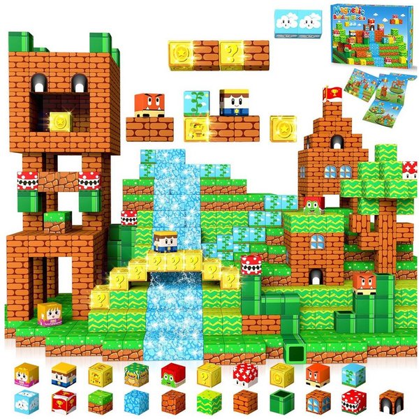 POPOLIC Magnetische Bausteine - 150 Teile Magnetbausteine Kinder Magnetspielbausteine, (150 St., Magnetische Spielzeug Magnetspielzeug Magnete Kinder), Spielzeu
