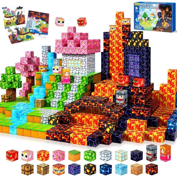 POPOLIC Magnetische Bausteine, 150 Teile Magnetbausteine ab 4 Jahre Magnetspielbausteine, (150 St., Magnetische Bauwelt Halloween Spielzeug Magnetblöcke), für K