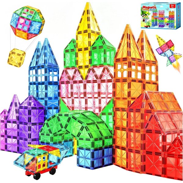POPOLIC Magnetische Bausteine, Hochwertige Magnetbausteine Magnetspielbausteine, (Magnetspiel Montessori Spielzeug ab 3 Jahre, Magnete Spielzeug ab 3 4 5 Jahre,