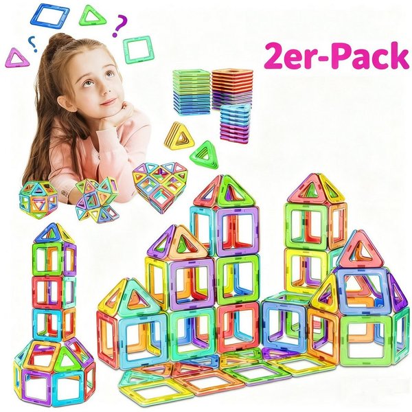 POPOLIC Magnetische Bausteine, 40 Teile Magnetbausteine Magnete Kinder Magnetspielbausteine, (Magnetspielzeug Tiles, Magnet bausteine für Spielzeug ab 3 4 5 6 J
