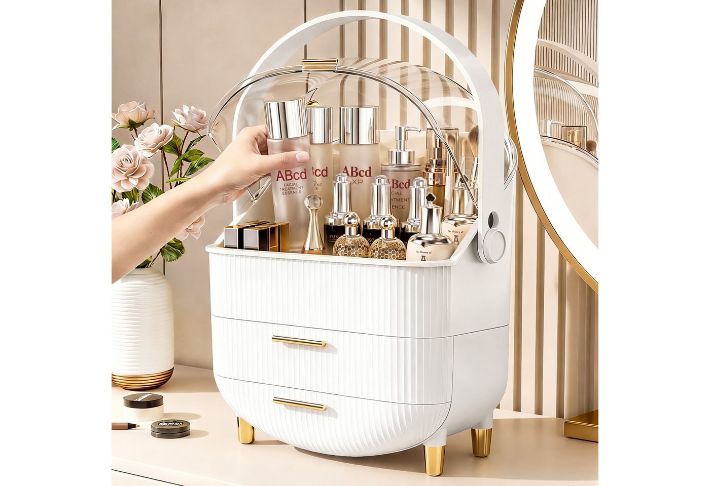 POPOLIC Make-Up Organizer Kosmetikbox mit sichtbarer Oberlicht-Schichtschublade – Bild 2 von 5